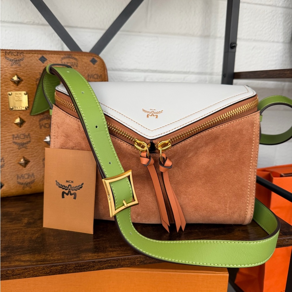 MCM Diamant 3D Shoulder Bag In Suede And Calf Leather